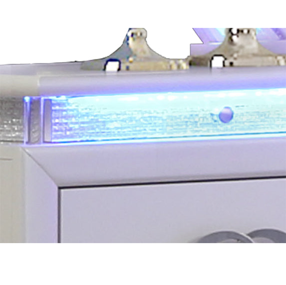 GFD Home - Perla Queen 6 Pc Vanity LED Bedroom Set Made with Wood in Milky White - GreatFurnitureDeal