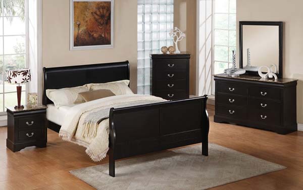 Acme Furniture - Louis Philippe III Black Finish KD 5 Piece King Bedroom Set - 19497EK-5Set