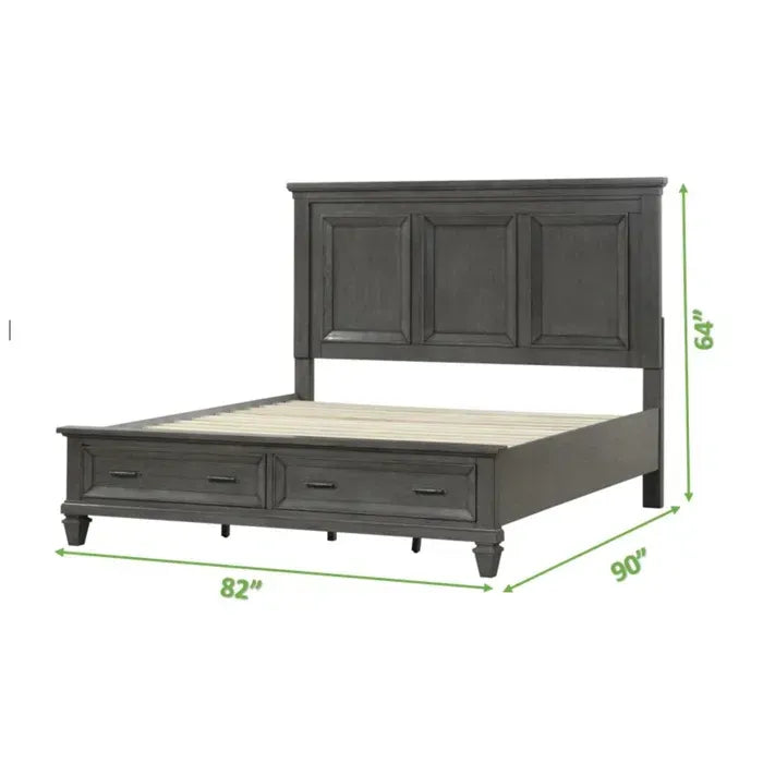 GFD Home - Hamilton King 5-N Piece Storage Bedroom Set in Gray made with Engineered Wood - GreatFurnitureDeal