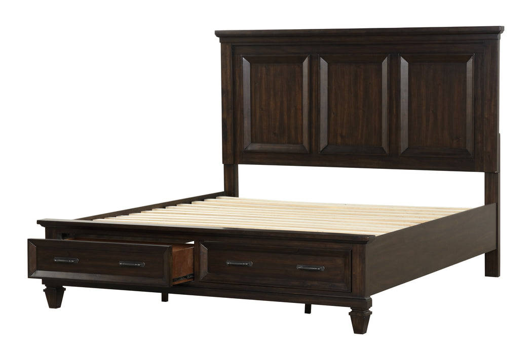 GFD Home - Hamilton Queen 5 Piece Storage Bed in Dark Walnut made with Engineered Wood - GreatFurnitureDeal