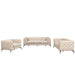 GFD Home - Modern 3-Piece Sofa Sets with Sturdy Metal Legs,Velvet Upholstered Couches Sets Including Three Seat Sofa, Loveseat and Single Chair for Living Room Furniture Set,Beige - GreatFurnitureDeal