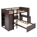 GFD Home - Twin size Loft Bed with a Stand-alone bed, Shelves,Desk,and Wardrobe-Espresso - GreatFurnitureDeal