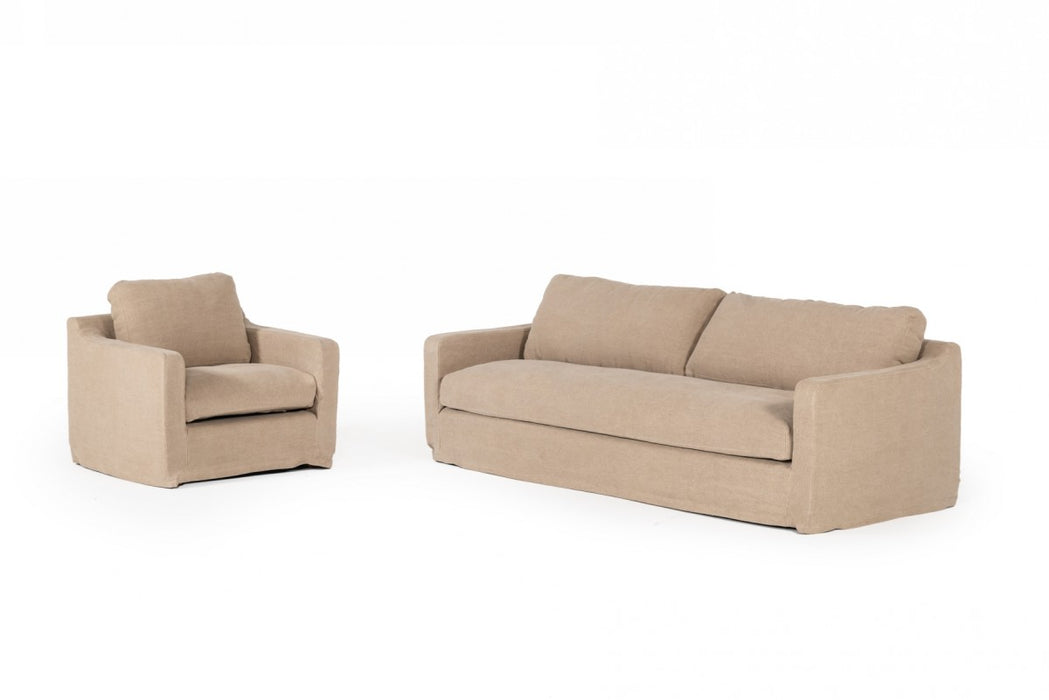 VIG Furniture - Divani Casa Admiral - Modern Classic Sand Fabric Armchair - VGAFSH12-07-1P - GreatFurnitureDeal