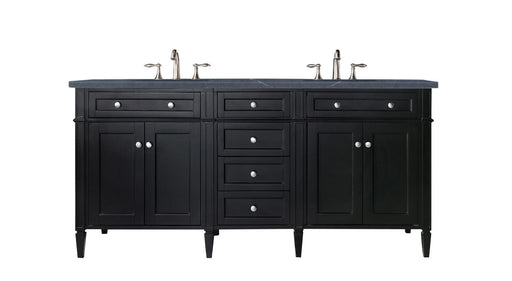 James Martin Furniture - Brittany 72" Black Onyx Double Vanity w- 3 CM Charcoal Soapstone Quartz Top - 650-V72-BKO-3CSP - GreatFurnitureDeal