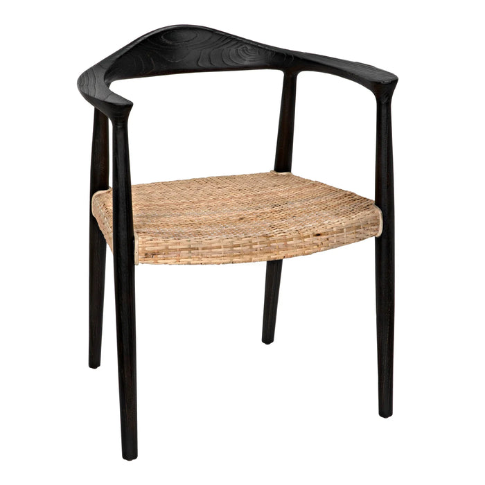 Noir Furniture - Dallas Chair, Black Burnt with Rattan - AE-36BB