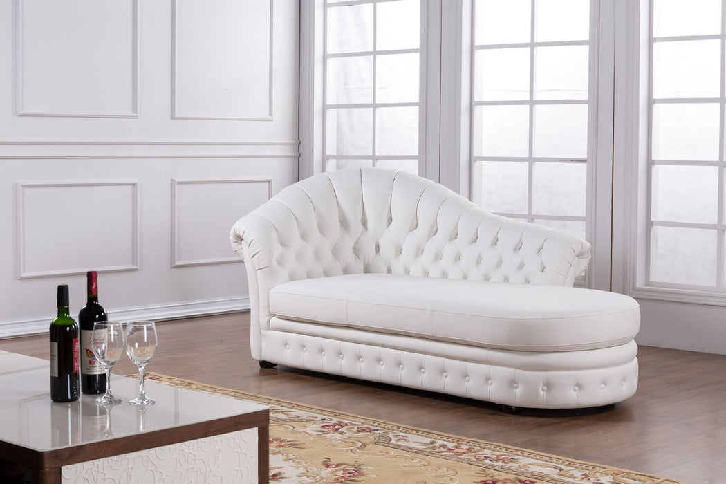 American Eagle Furniture - AE-L500 White Faux Leather Accent Chaise - Left Facing - AE-L500L-W