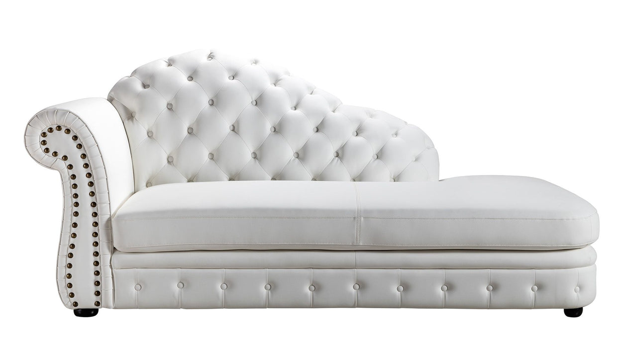 American Eagle Furniture - AE-L501 White Faux Leather Accent Chaise - Right Facing - AE-L501L-W