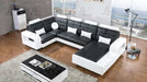 American Eagle Furniture - AE-LD800 4-Piece Faux Leather Sectional - Left Sitting Set in Black and White - AE-LD800L-BK.W - GreatFurnitureDeal