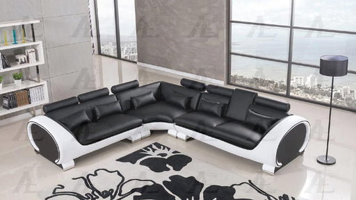 American Eagle Furniture - AE-LD801 3-Piece Faux Leather Sectional - Right Sitting Set in Black and White - AE-LD801R-BK.W - GreatFurnitureDeal