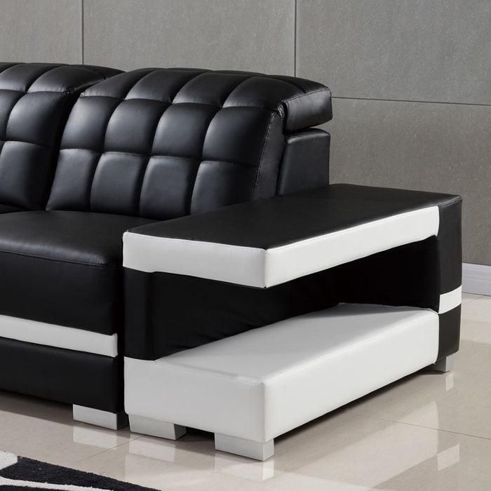 American Eagle Furniture - AE-LD809 Black and White Faux Leather Sectional - Left Sitting - AE-LD809L-BK.W