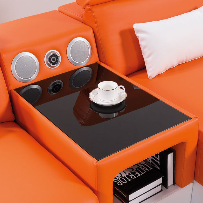 American Eagle Design - AE-LD812 Orange and White Faux Leather Sectional Sofa - Left Sitting - AE-LD812L-ORG.IV