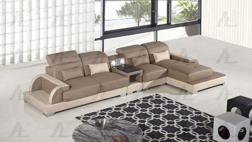 American Eagle Furniture - AE-LD812 4-Piece Faux Leather Sectional - Left Sitting Set in Camel and Cream - AE-LD812L-CA.CRM - GreatFurnitureDeal