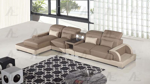American Eagle Furniture - AE-LD812 4-Piece Faux Leather Sectional - Right Sitting Set in Camel and Cream - AE-LD812R-CA.CRM - GreatFurnitureDeal