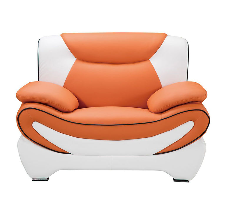 American Eagle Design - AE209 Orange and White Faux Leather 3 Piece Living Room Set - AE209-ORG.IV-SLC