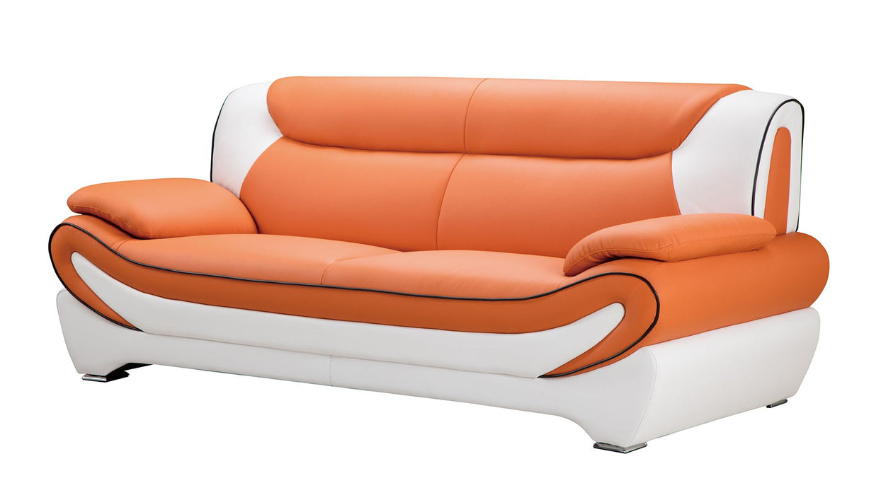 American Eagle Design - AE209 Orange and White Faux Leather 2 Piece Sofa Set - AE209-ORG.IV-SL