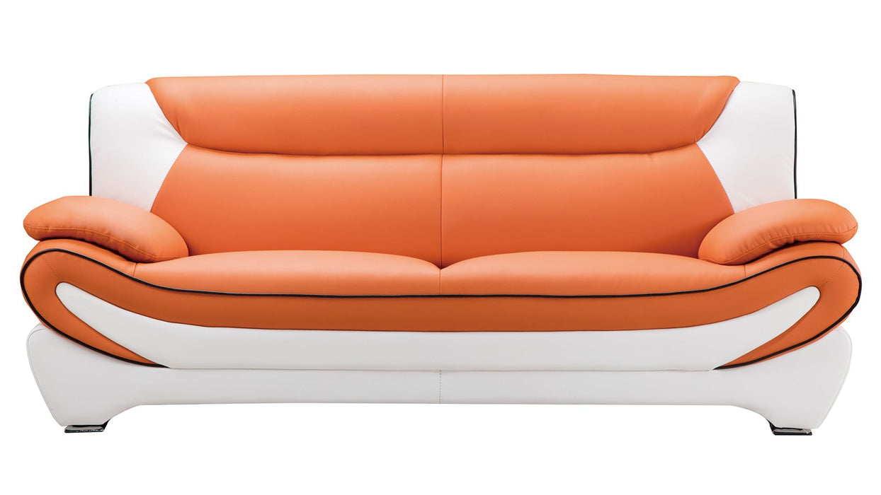 American Eagle Design - AE209 Orange and White Faux Leather Sofa - AE209-ORG.IV-SF