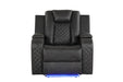 GFD Home - Benz LED & Power Recliner Chair Made With Faux Leather in Gray - GreatFurnitureDeal