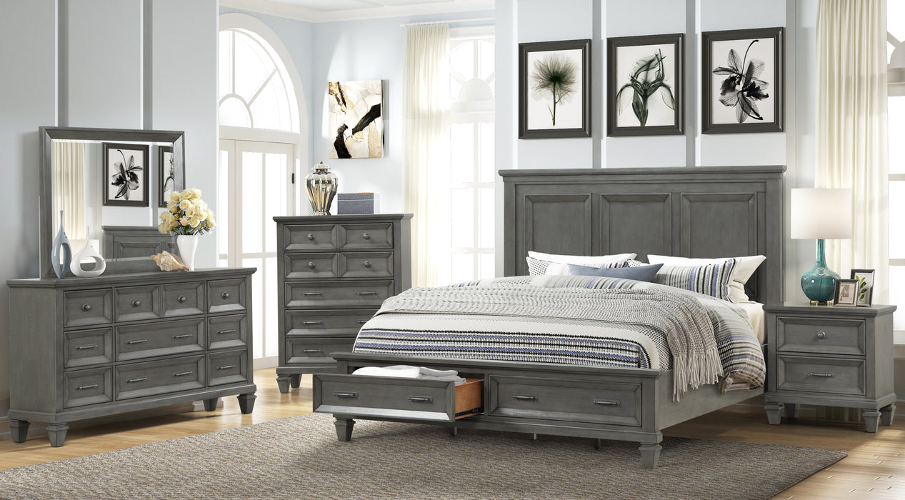 GFD Home - Hamilton Queen 6 Piece Storage Bedroom Set in Gray made with Engineered Wood - GreatFurnitureDeal