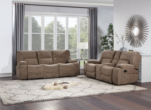 GFD Home - Ohio Manual Recliner 2 Pc Living Room Set Made With Chenille Upholstery in Brown - GreatFurnitureDeal