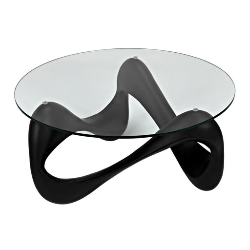NOIR Furniture - Orion Coffee Table, Black Fiber Cement with Glass - AF-55B - GreatFurnitureDeal