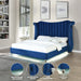 GFD Home - Tulip Queen 4 Pc Vanity Upholstery Bedroom Set Made With Wood In Blue - GreatFurnitureDeal