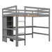 GFD Home - Full Size Loft Bed with Multifunction Shelves and Under-bed Desk, Gray - GreatFurnitureDeal