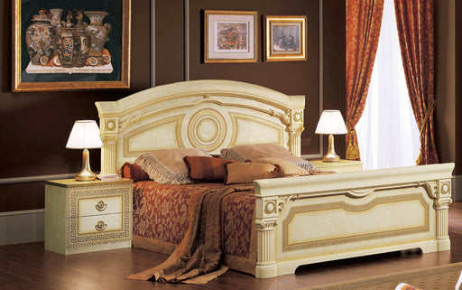 ESF Furniture - Aida 3 Piece Bedroom Eastern King Panel Bed Set in Ivory-Gold - AIDABEDK.S.-3SET - GreatFurnitureDeal
