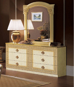 ESF Furniture - Aida Double Dresser with Mirror Set in Ivory/Gold - AIDADOUBLEDRESSER-M