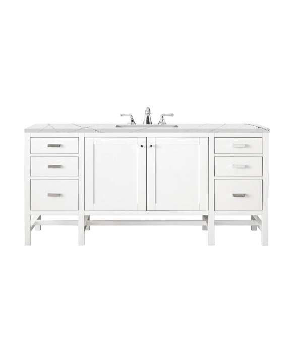 James Martin Furniture - Addison 60" Single Vanity Cabinet , Glossy White, w/ 3 CM Ethereal Noctis Top - E444-V60S-GW-3ENC