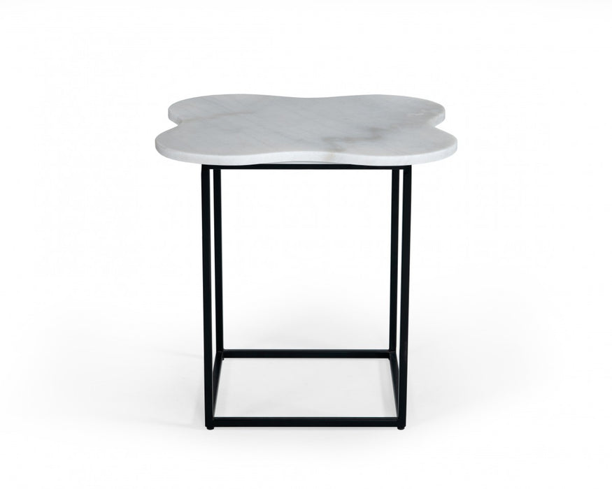 VIG Furniture - Modrest Aleidy White Marble Black Metal End Table - VGGMM-ET-1578-WHT-ET