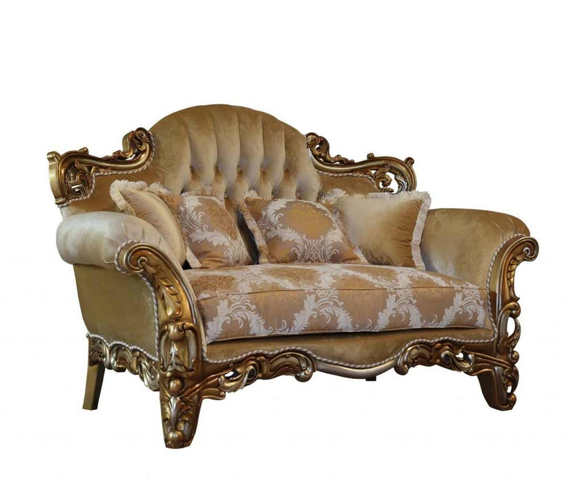European Furniture - Alexsandra 3 Piece Luxury Living Room Set in Golden Brown with Antique Silver - 43553-SLC - GreatFurnitureDeal