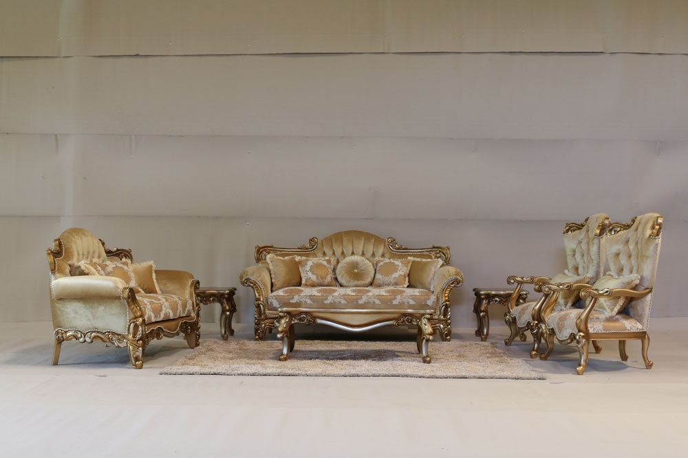 European Furniture - Alexsandra Luxury Loveseat in Golden Brown with Antique Silver - 43553-L - GreatFurnitureDeal