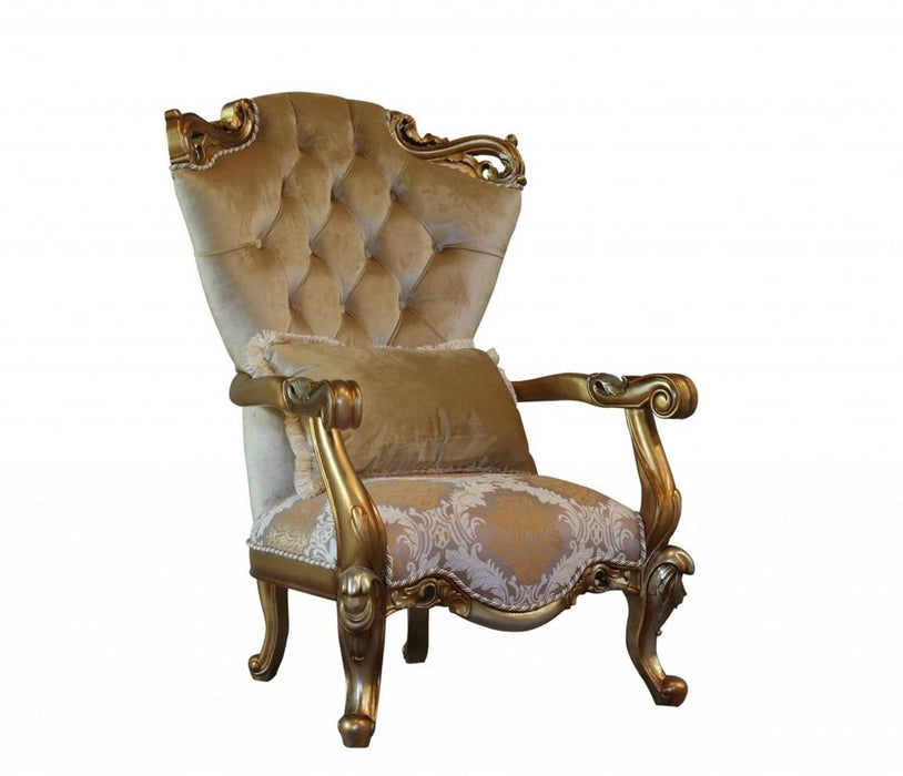 European Furniture - Alexsandra 2 Piece Luxury Sofa Set in Golden Brown with Antique Silver - 43553-SC - GreatFurnitureDeal