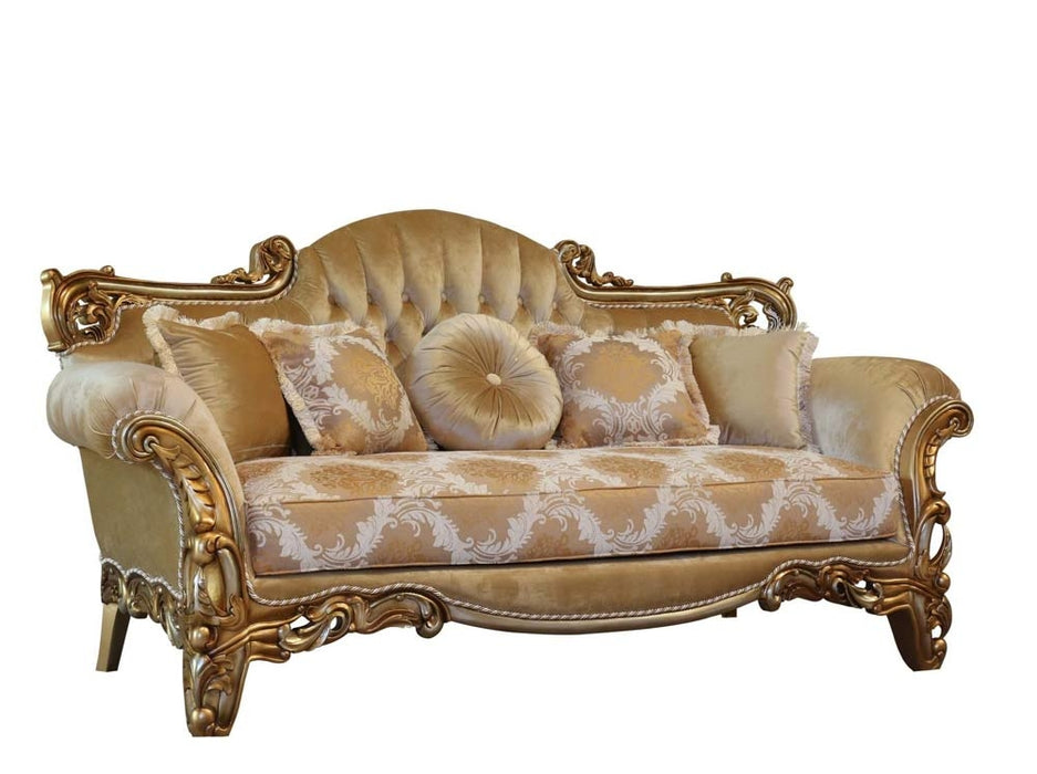 European Furniture - Alexsandra 4 Piece Luxury Living Room Set in Golden Brown with Antique Silver - 43553-SL2C - GreatFurnitureDeal