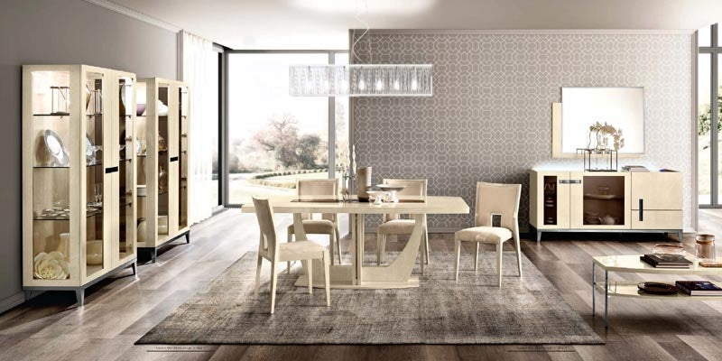 ESF Furniture - Ambra 9 Piece Dining Room Set in Ivory - AMBRA-DT-200-9SET - GreatFurnitureDeal