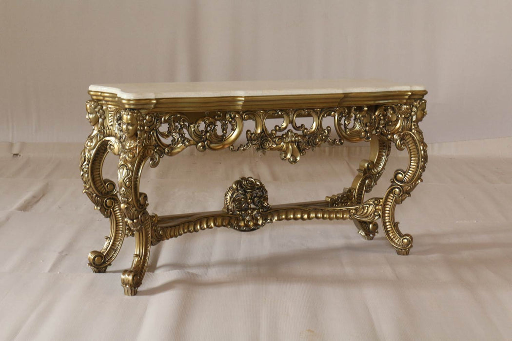 European Furniture - Ambrogio Console Table With Mirror in Gold - 1000CM