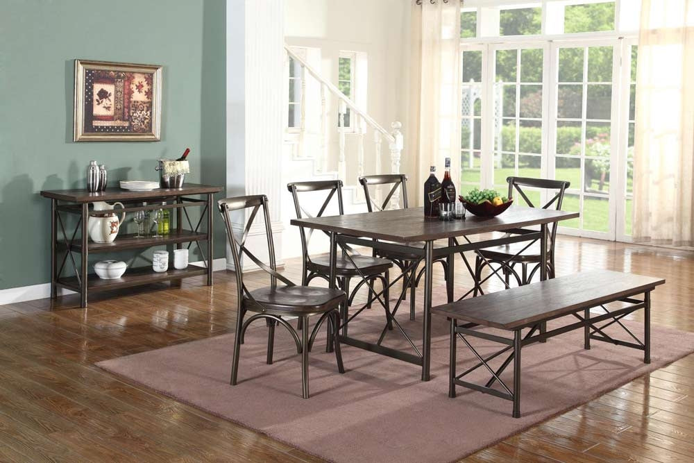 Myco Furniture - Anderson 7 Piece Dining Room Set in Rustic Brown - AN339-T-7SET - GreatFurnitureDeal