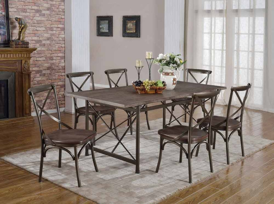 Myco Furniture - Anderson 7 Piece Dining Room Set in Rustic Brown - AN339-T-7SET - GreatFurnitureDeal