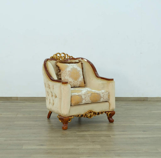 European Furniture - Angelica II Chair in Dark Brown & Gold - 45354-C - GreatFurnitureDeal