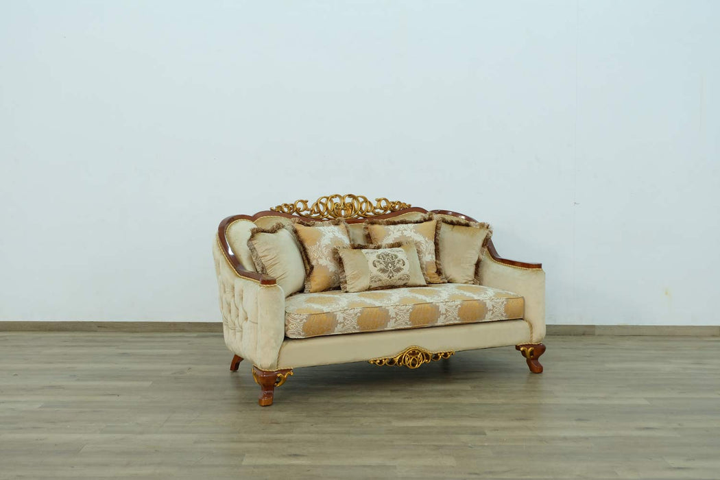 European Furniture - Angelica II 3 Piece Living Room Set in Dark Brown & Gold - 45354-3SET - GreatFurnitureDeal