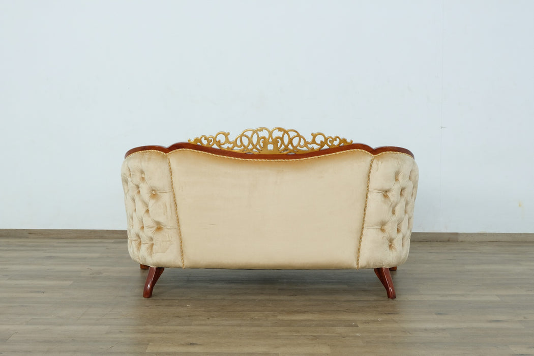 European Furniture - Angelica II Loveseat in Dark Brown & Gold - 45354-L