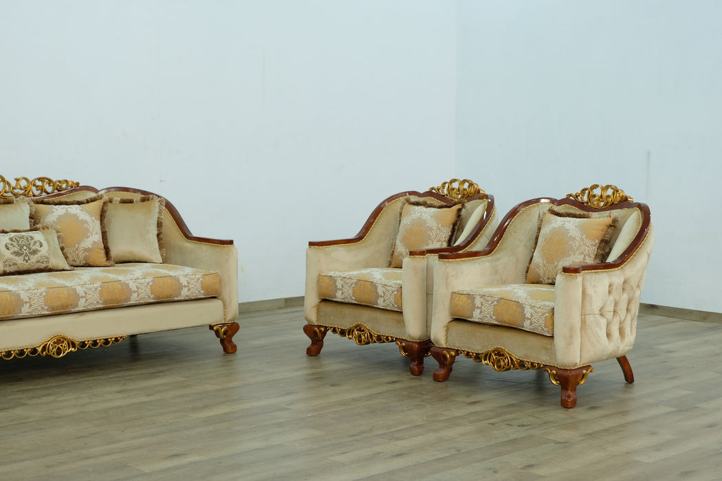European Furniture - Angelica II Sofa in Dark Brown & Gold - 45354-S - GreatFurnitureDeal