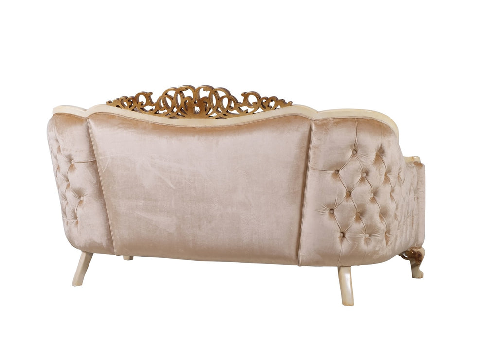 European Furniture - Angelica Loveseat in Beige & Gold - 45350-L - GreatFurnitureDeal