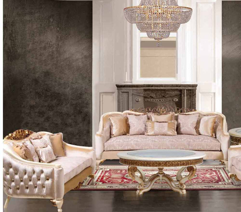 European Furniture - Angelica Loveseat in Beige & Gold - 45350-L