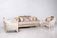 European Furniture - Angelica 3 Piece Luxury Living Room Set in Beige and Antique Dark Gold Leaf - 4535-SLC