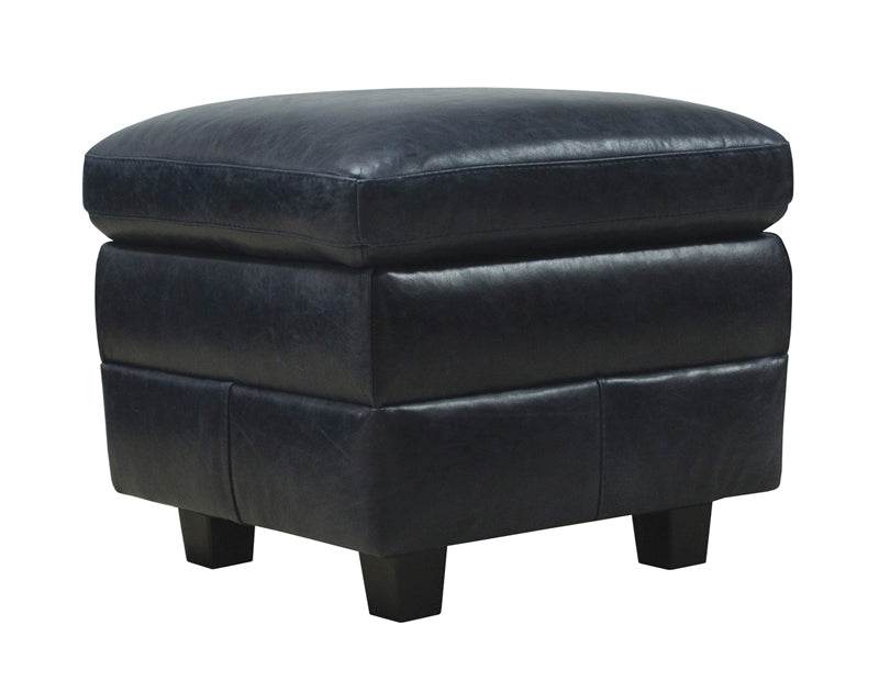 Mariano Italian Leather Furniture - Anya Ottoman in Midnight Blue - ANYA-O - GreatFurnitureDeal