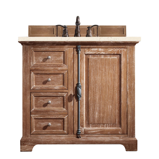 James Martin Furniture - Providence 36" Single Vanity Cabinet, Driftwood, w- 3 CM Eternal Marfil Quartz Top - 238-105-5511-3EMR - GreatFurnitureDeal