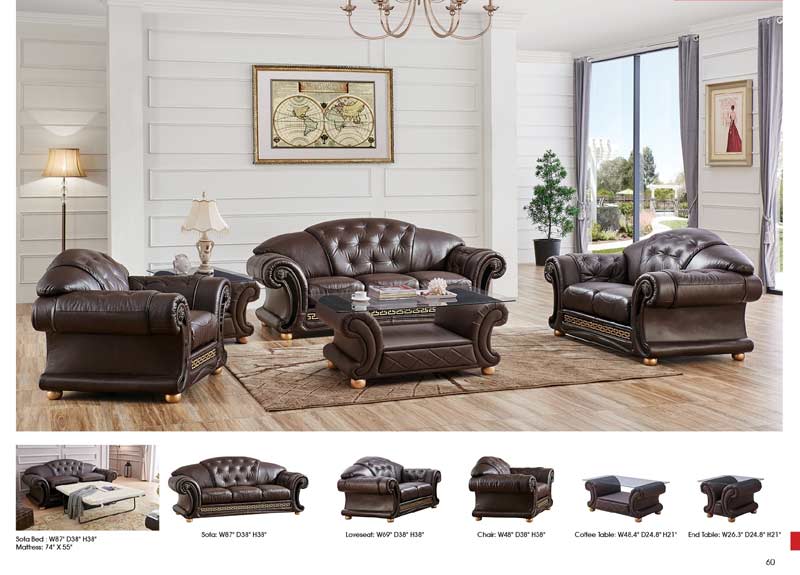 ESF Furniture - Apolo 3 Piece Living Room Set - APOLOBROWN-3SET - GreatFurnitureDeal