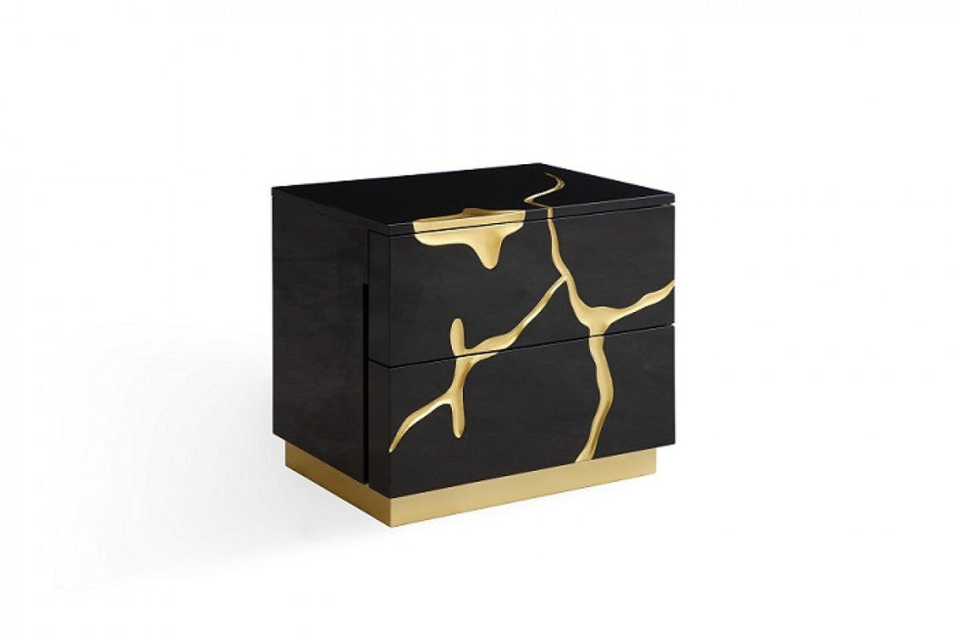 VIG Furniture - Modrest Aspen Modern Black & Gold 2-Drawer Nightstand - VGVC-N1801-BLK - GreatFurnitureDeal