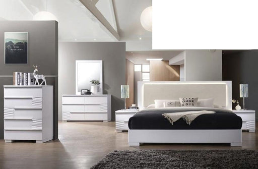 Mariano Furniture - ATHEN White Lacquer 5 Piece California King Bedroom Set - BMATHEN-CK-5SET - GreatFurnitureDeal